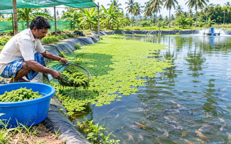 மீன் குளத்தில் அசோலா வளர்ப்பு! 1 மீன் குளத்தில் அசோலா வளர்ப்பு!